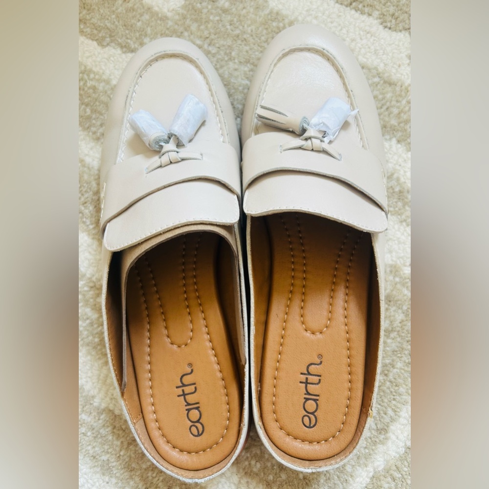 Earth Women's Everett Tassels Slip on Mule Loafers Size 11 Off White Minimalist - Picture 7 of 8